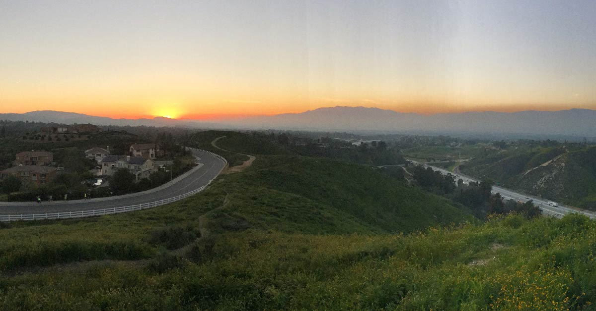 Looking down from the top of Sunset Drive. Try not to under-estimate sundown when riding up the hill like Ryan ;)