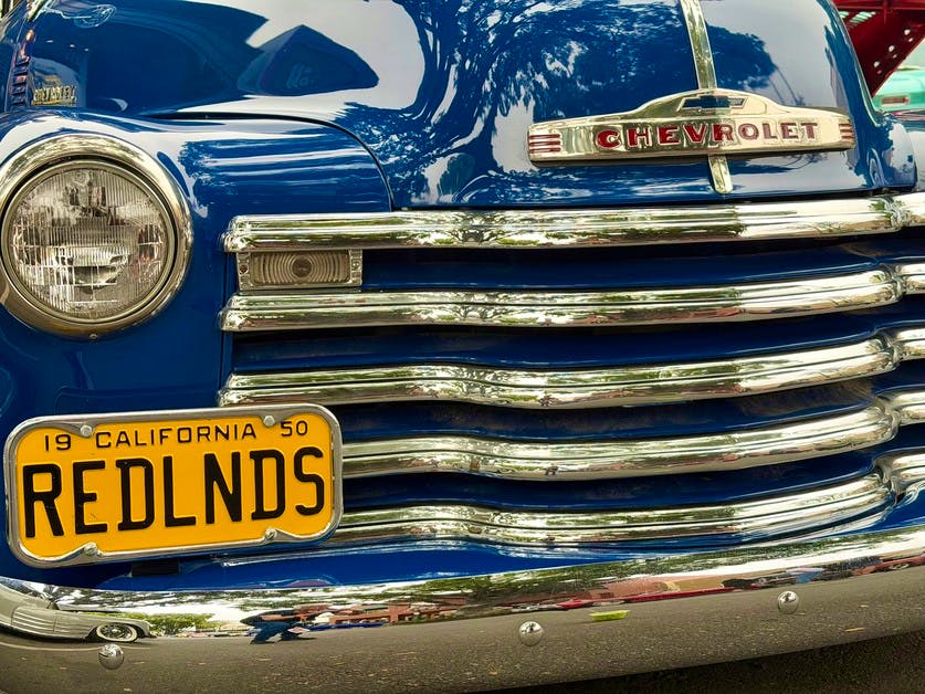 Old, Blue Chevy Truck Grill