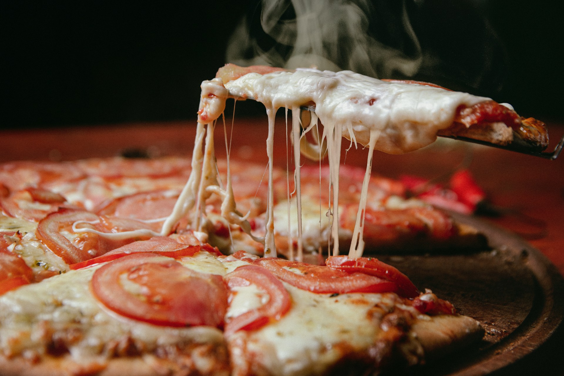 fresh, hot pizza
