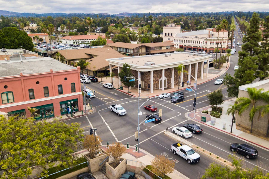 Downtown Redlands arial view