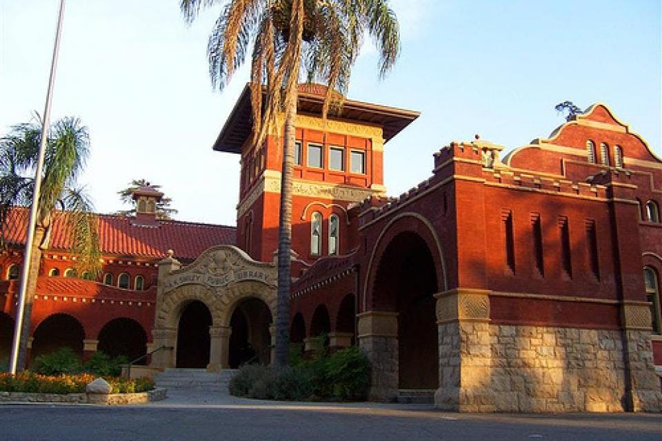A.K. Smiley Public Library's entrance