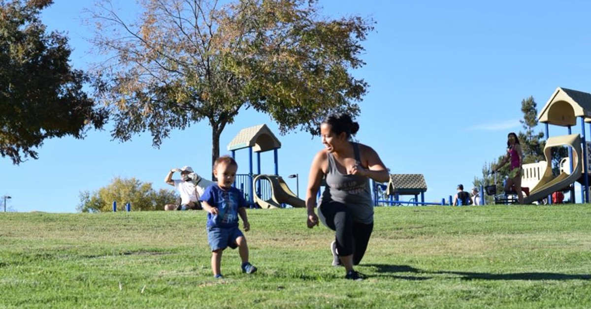 Mom and son at a park