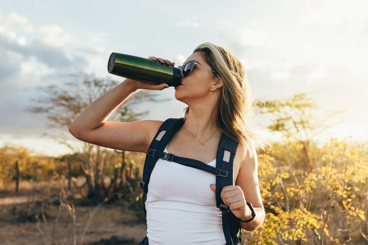 woman drinking water