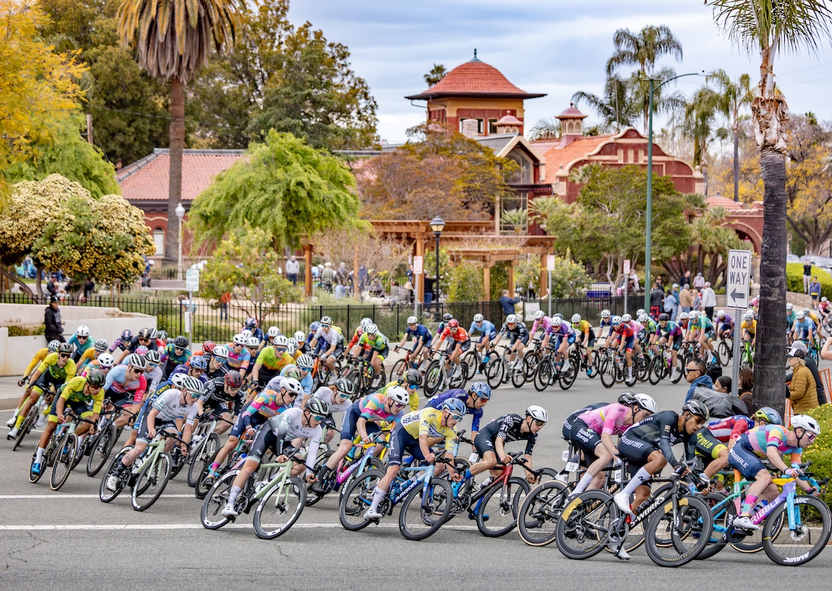 cyclists racing in downtown Redlands