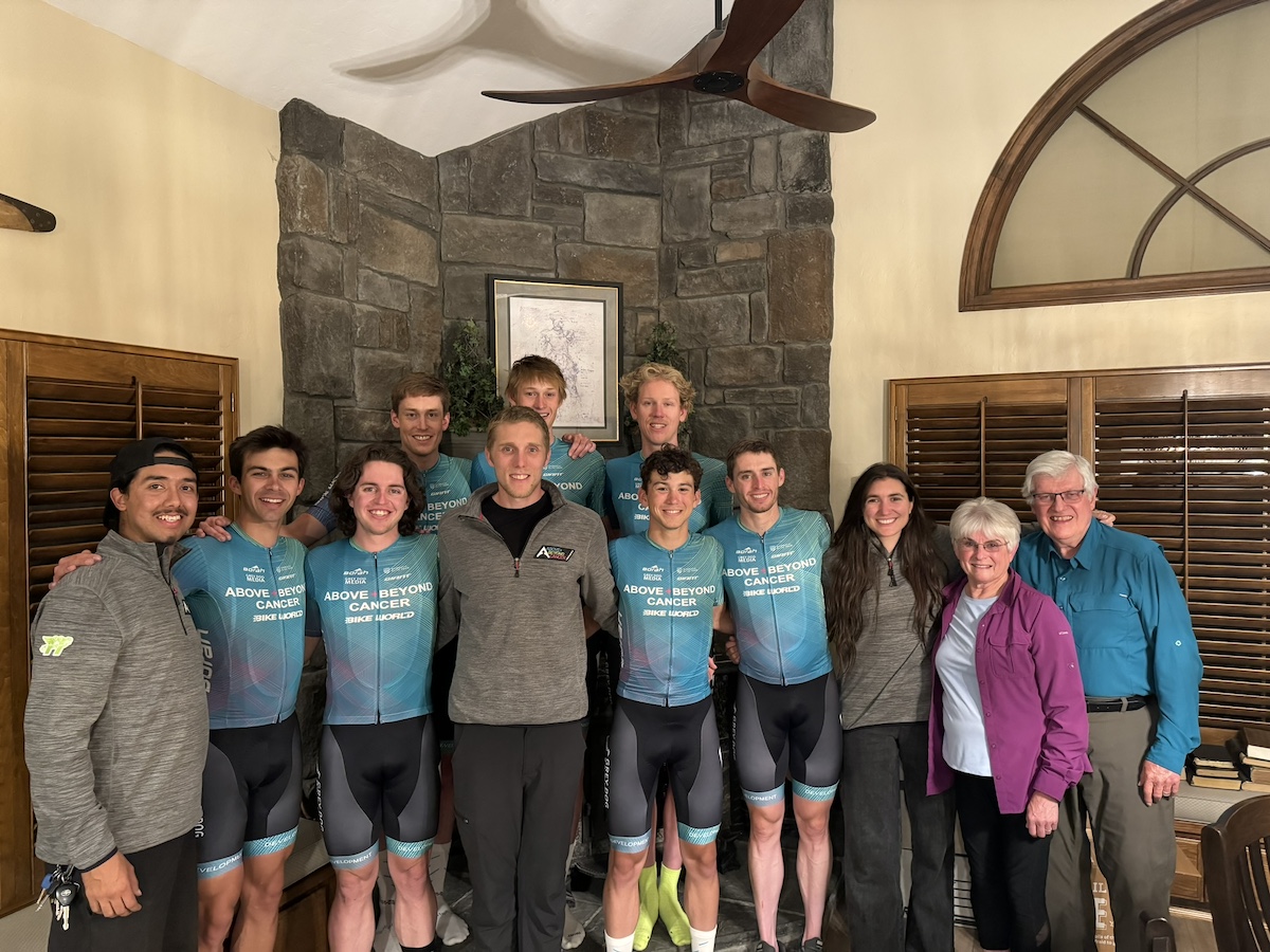 Cyclists visiting a host family in their home