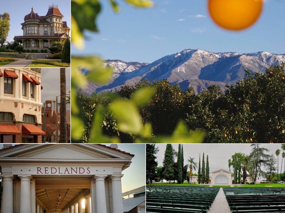 a photo collage of scenes from Redlands