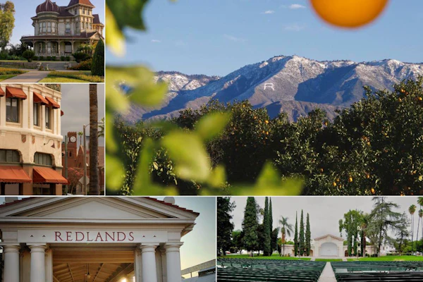 a photo collage of scenes from Redlands