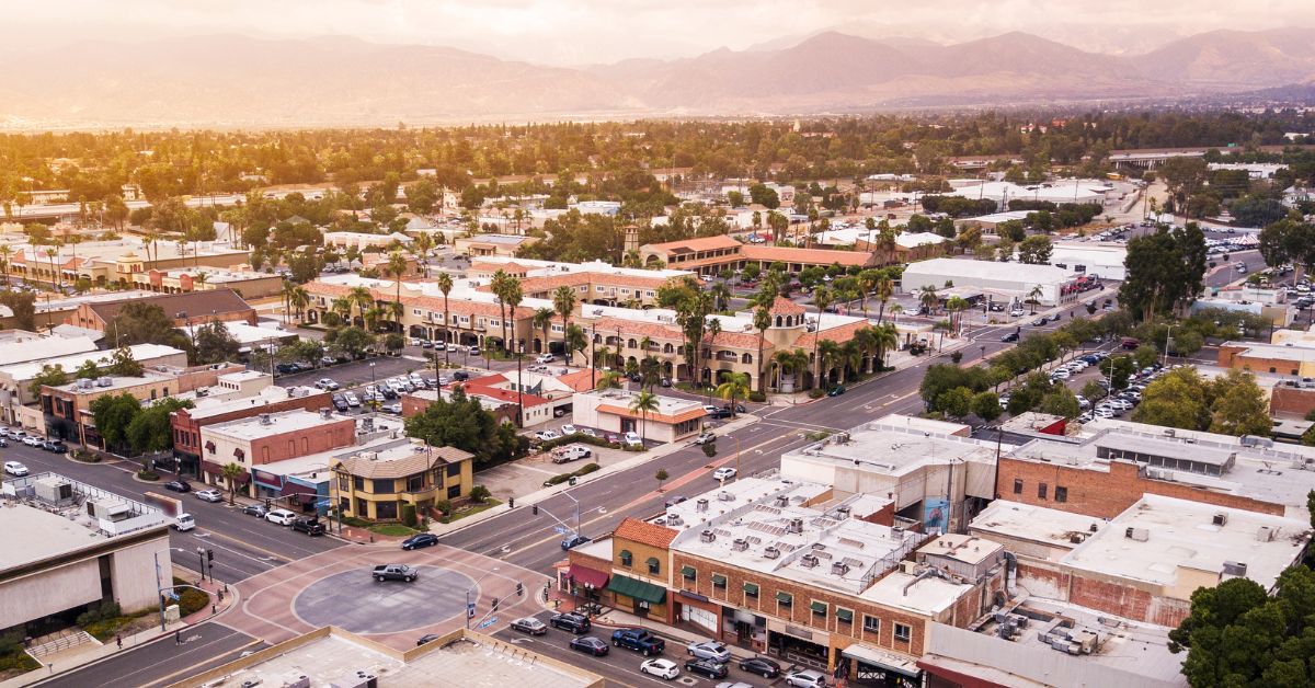 arial view of Downtown Redlands