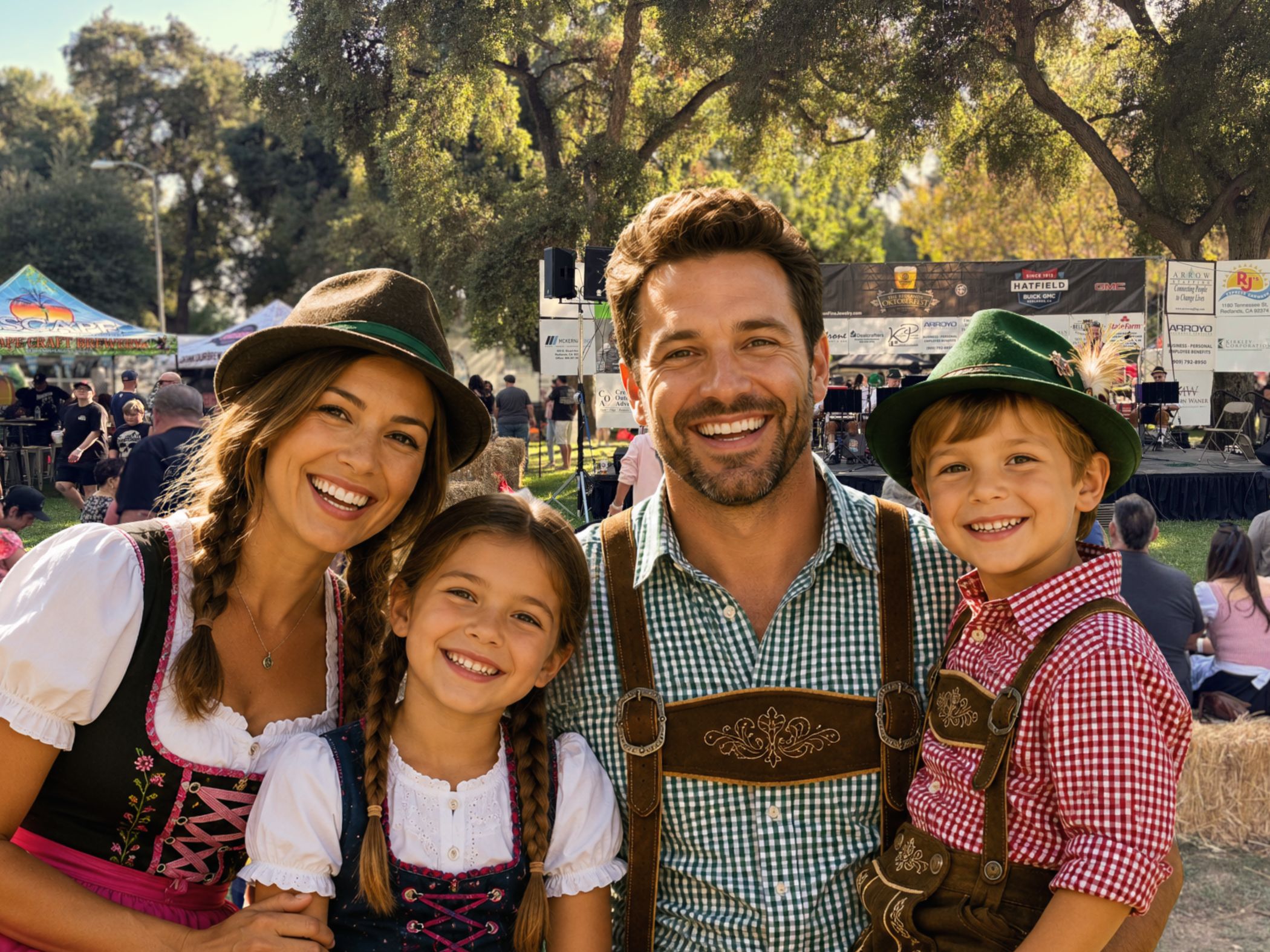 A Family having fun at Sylvan Park during Oktoberfest.