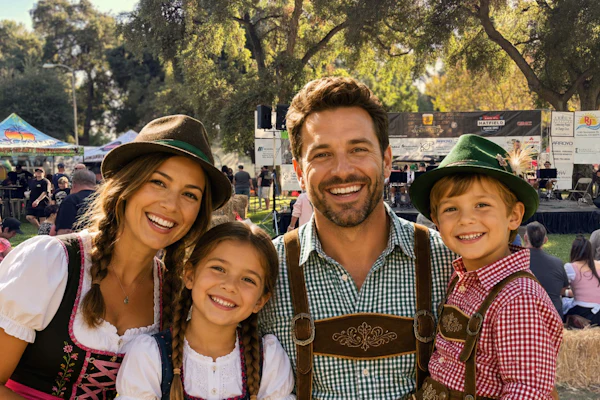 A Family having fun at Sylvan Park during Oktoberfest.