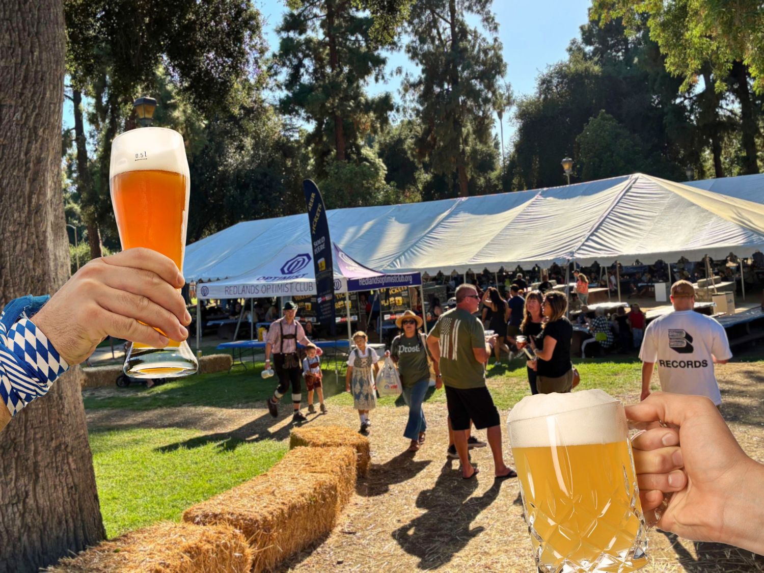 toasting at the beer garden