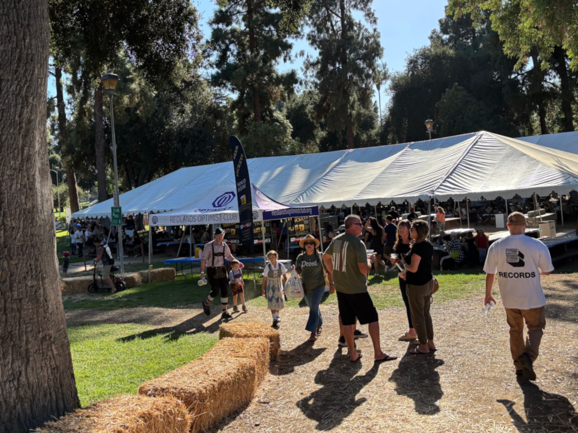 Redlands Oktoberfest at Sylvan park with people gathering